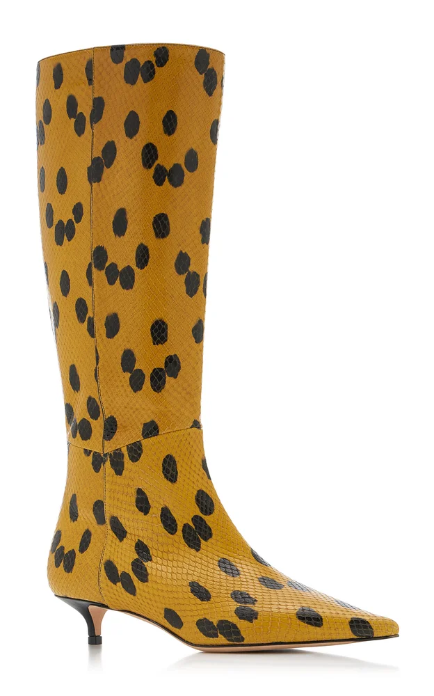Amis Printed Leather Knee Boots