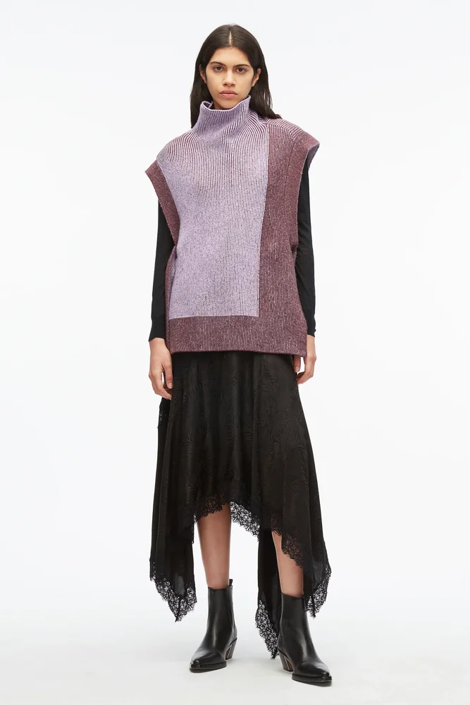 Bicolor Alpaca Turtle Neck Vest