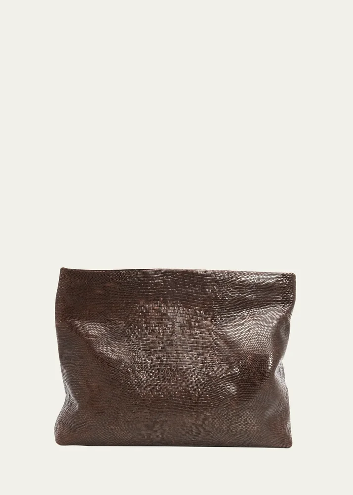 Jerry Lizard-Embossed Leather Clutch Bag