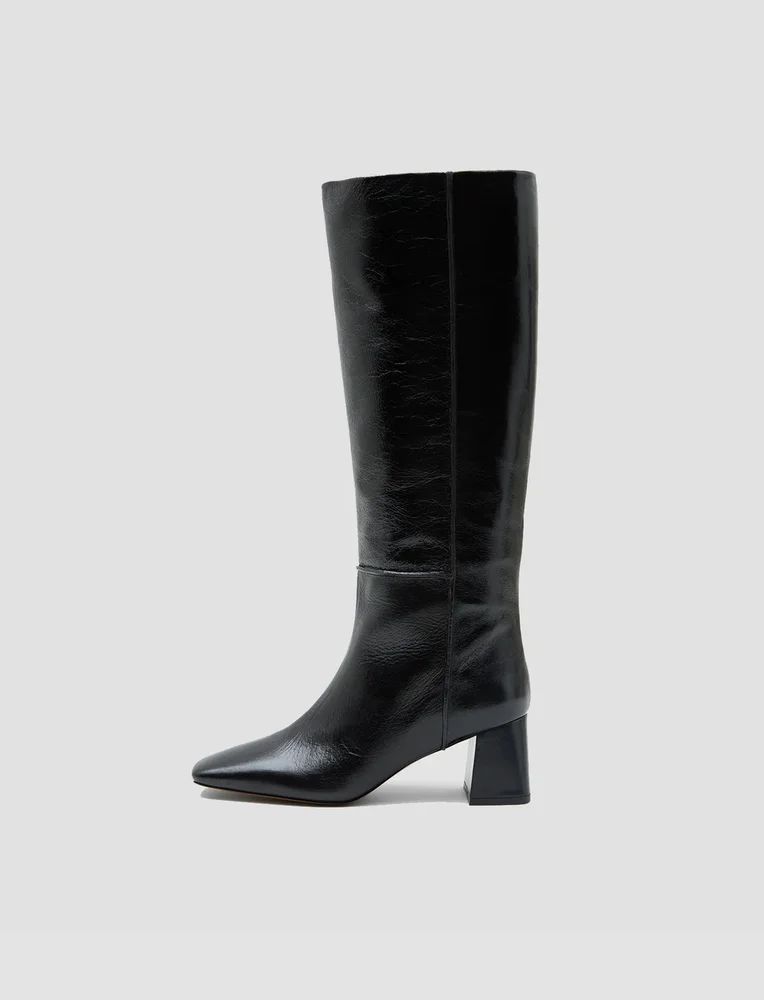 Heeled Knee High Patent Leather Boots