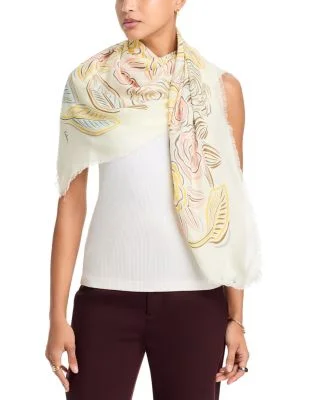 Aster Multicolor Floral Printed Square Bandana Scarf