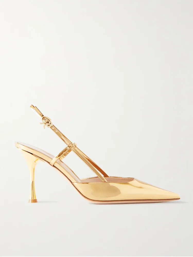 Ascent 85 mirrored-leather slingback pumps