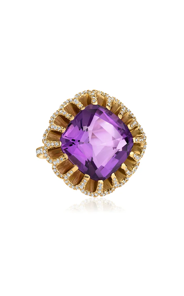 Floating Amethyst and Diamond Ring