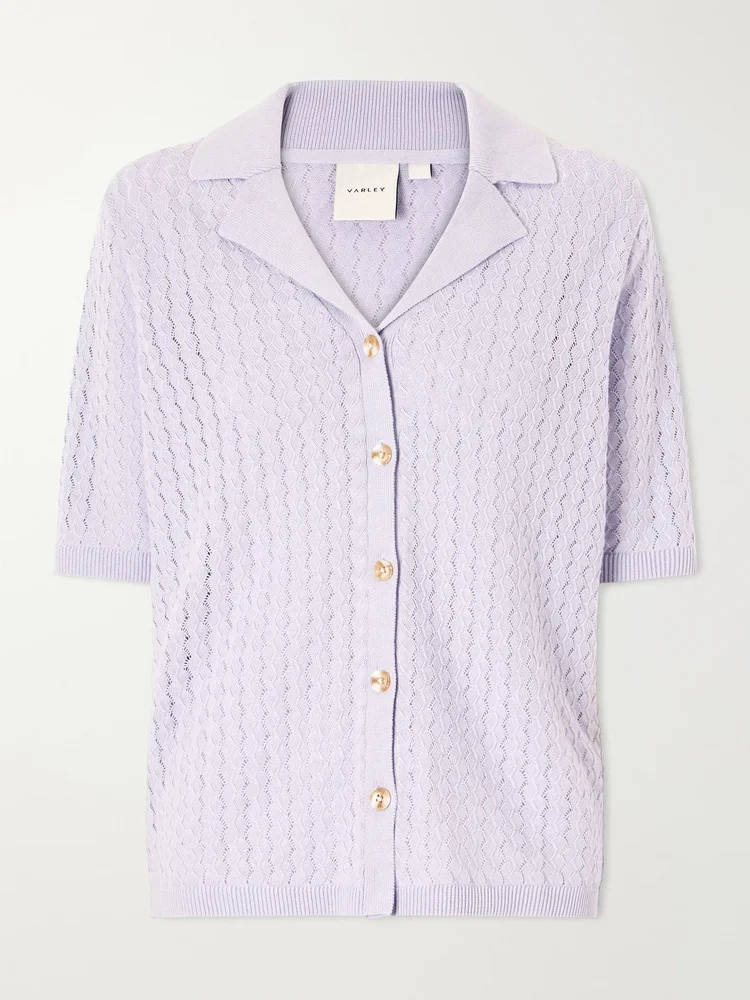 Madeleine pointelle-knit cotton T-shirt
