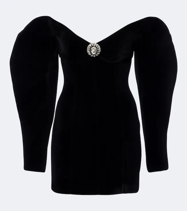 Off-shoulder velvet minidress