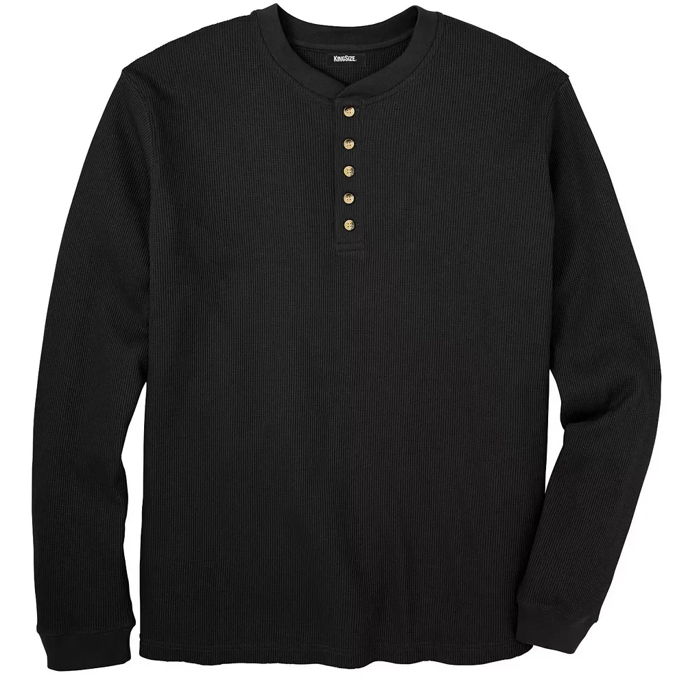 KingSize Men's Big & Tall Waffle-Knit Thermal Henley Tee