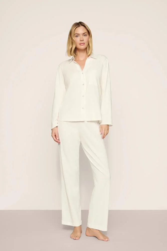 Organic Pima Cotton Long PJ Set, Ivory
