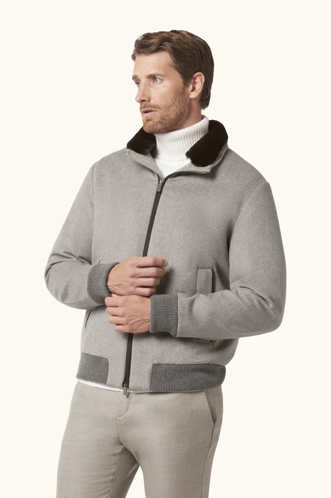 Cashmere Blouson with Suede Details
