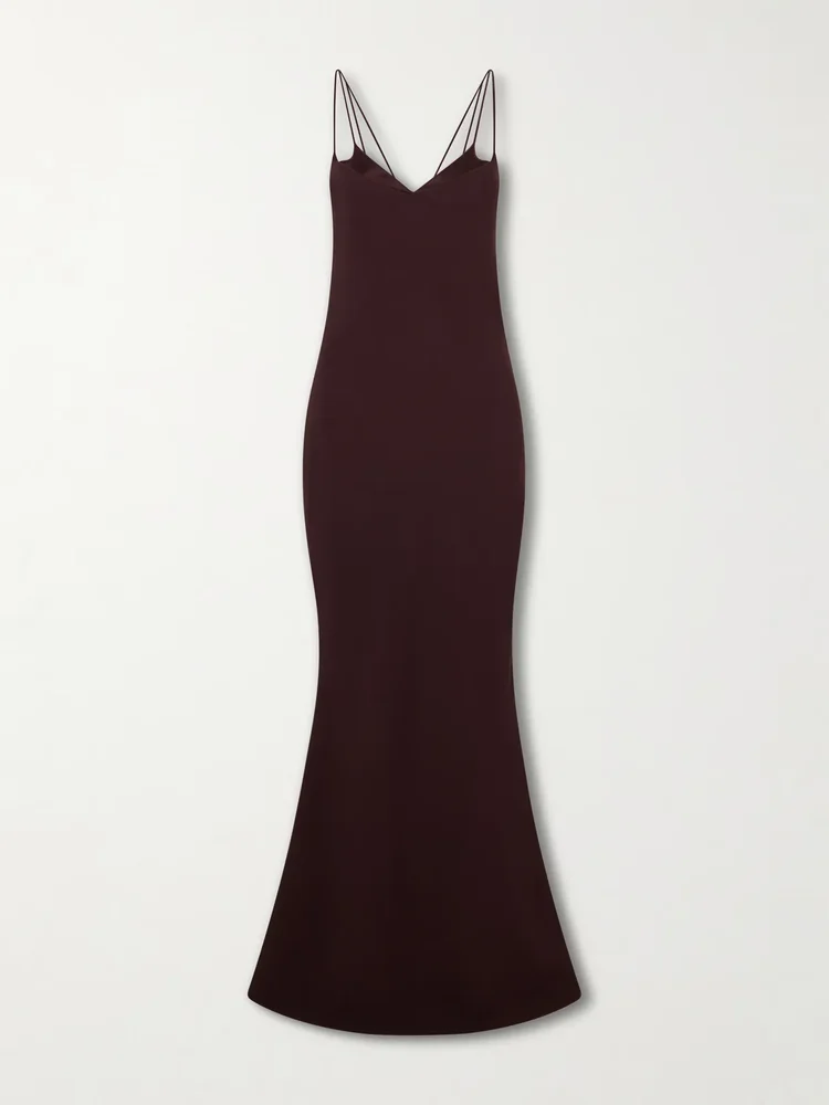 Maroon Enverse satin gown