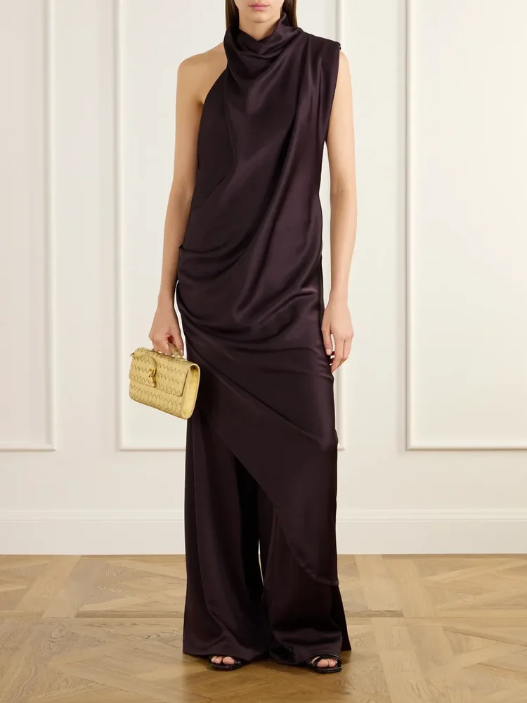 Narrative Weaving draped satin top