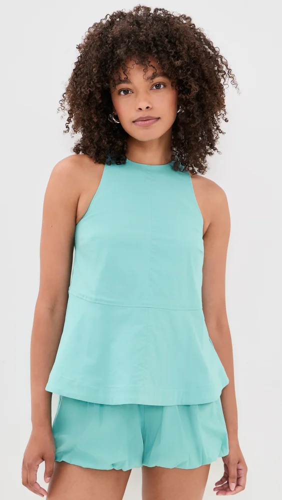 Carlos Poplin Pemplum Top