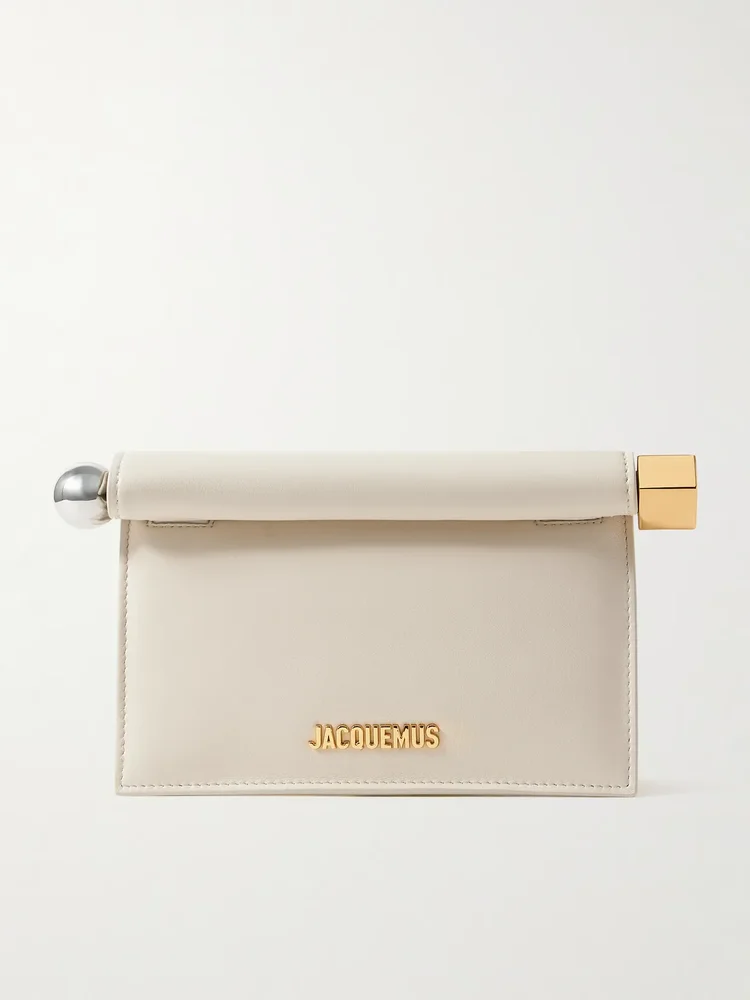 Pochette small embellished leather clutch