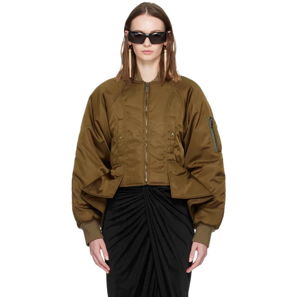 Khaki Nylon Signature Bomber Jacket