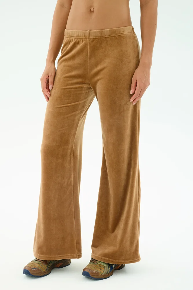 The Plush Velour Lounge Pant - Rosewood