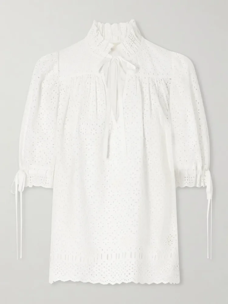 Alouette Cotton-Blend Broderie Anglaise Shirt