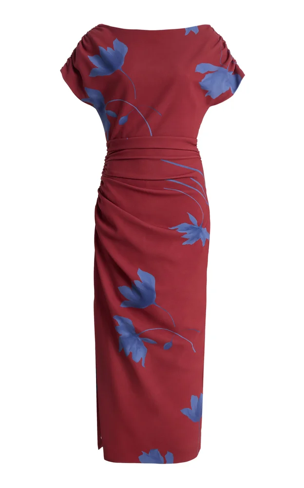 Exclusive Heather Floral Printed Crepe Dress