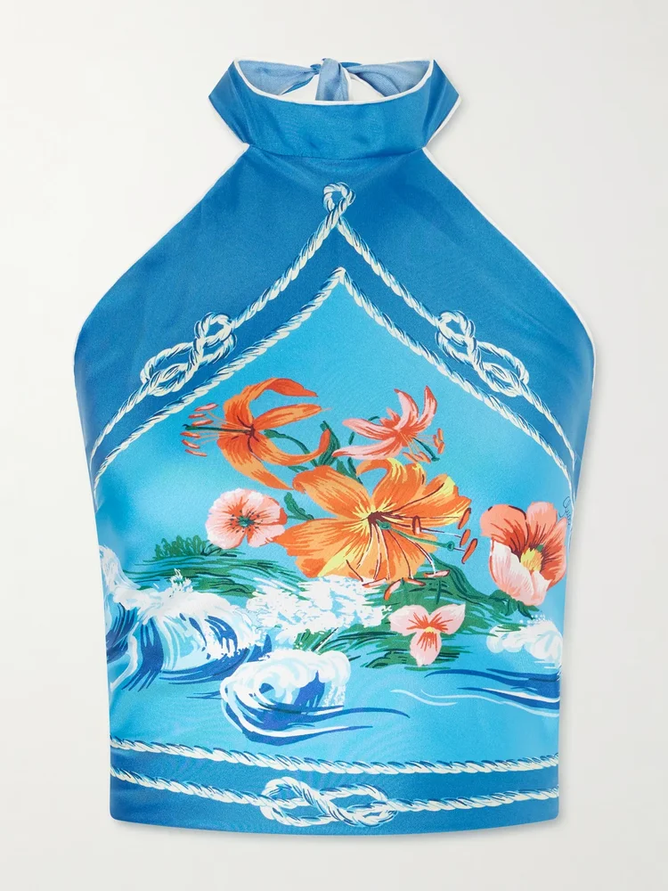 printed silk twill tank