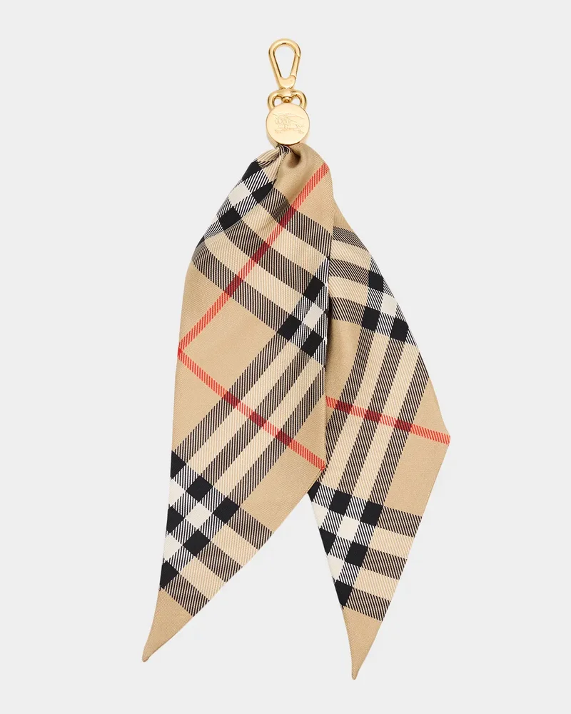 Check Silk Scarf Bag Charm