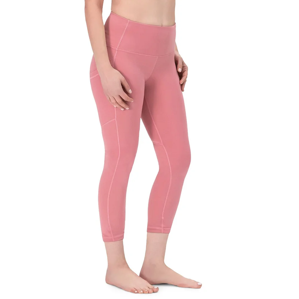 High Waisted Yoga Capri Leggings 22" - Barbie Pink