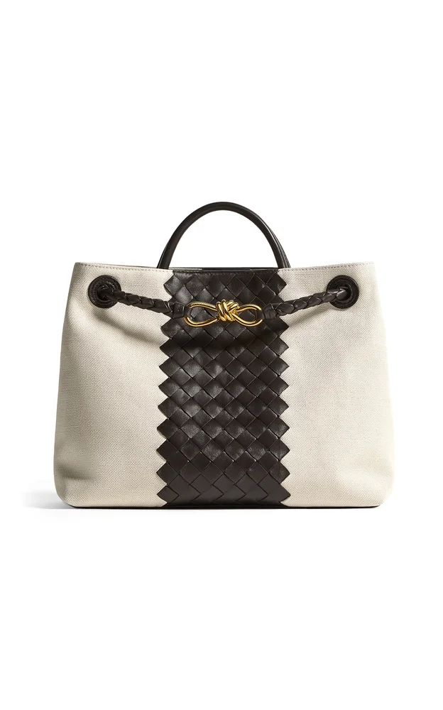 Andiamo Intrecciato Leather and Canvas Bag