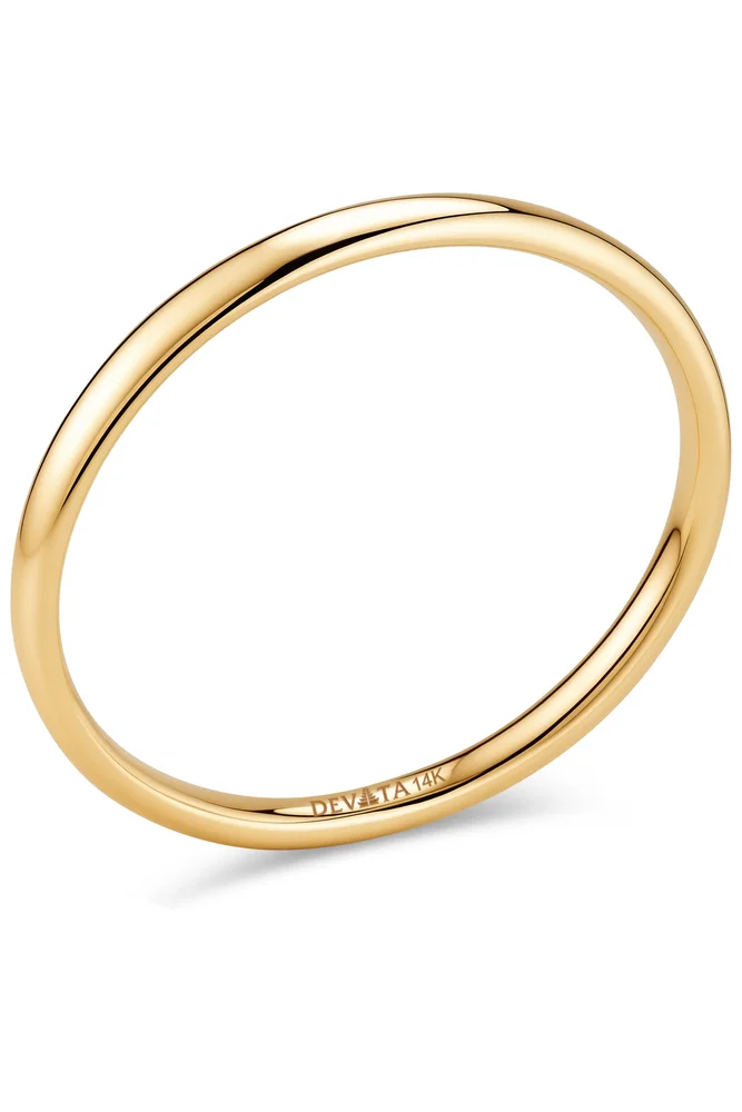 2mm Classic Dome Band Ring in 14K Gold
