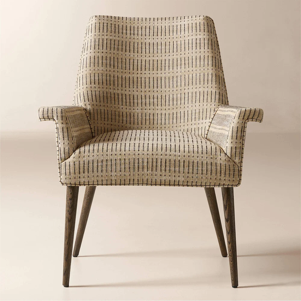 Tub Natural and Black Woven Upholstered Dining Chair