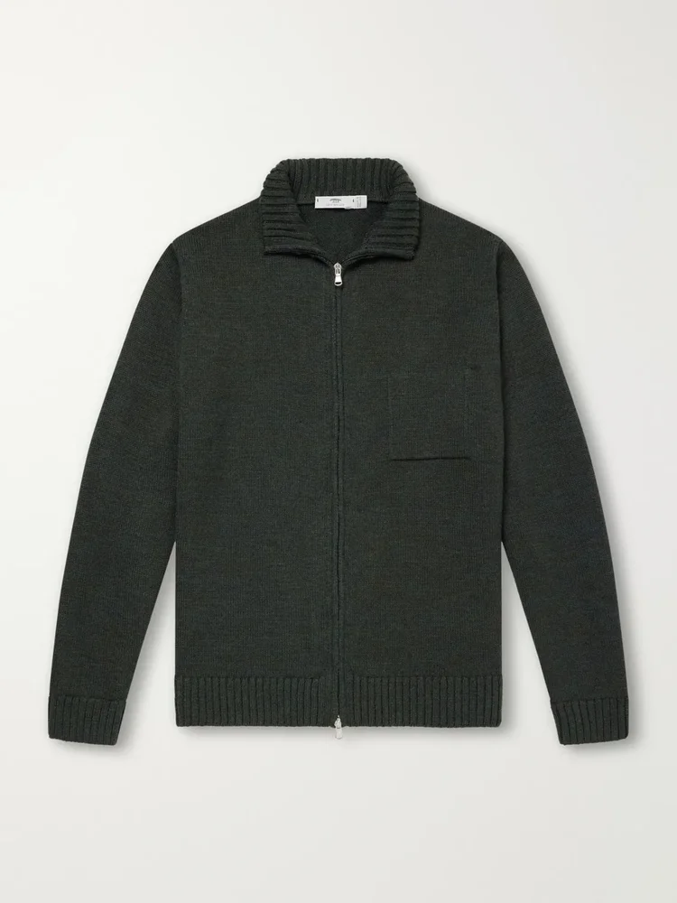 Wool and Linen-Blend Zip-Up Cardigan