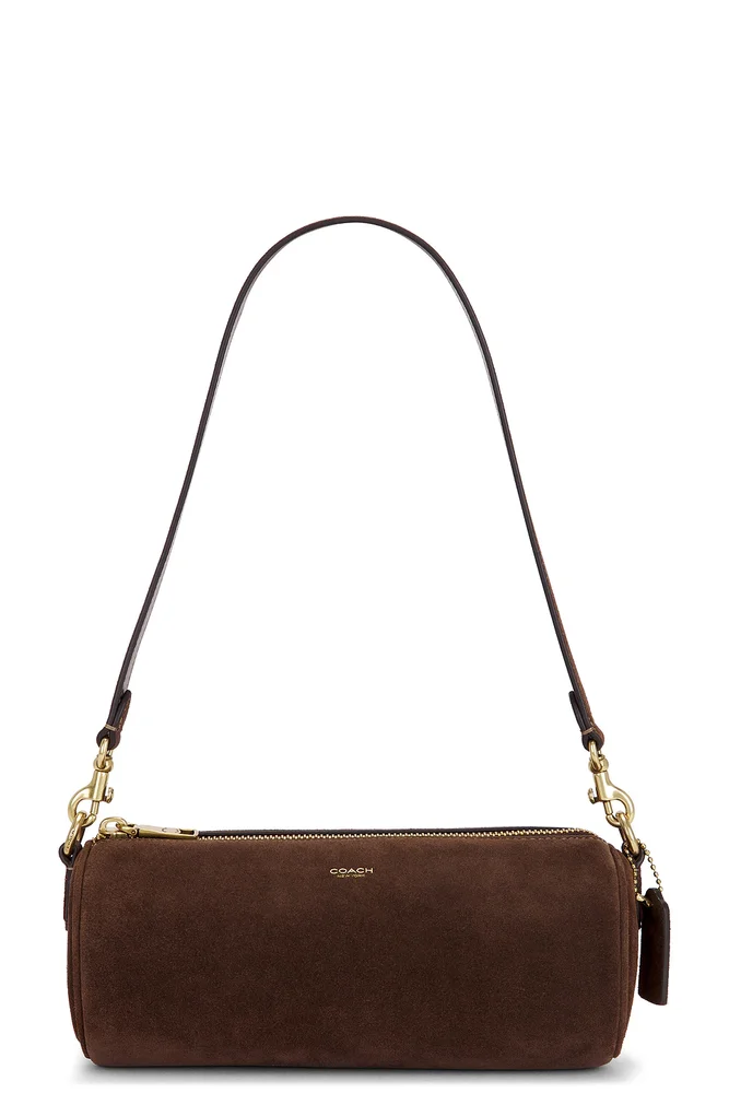 Suede Barrel Bag