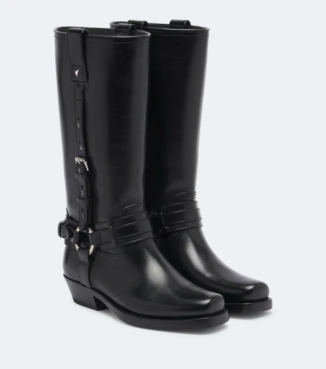 Leather biker boots
