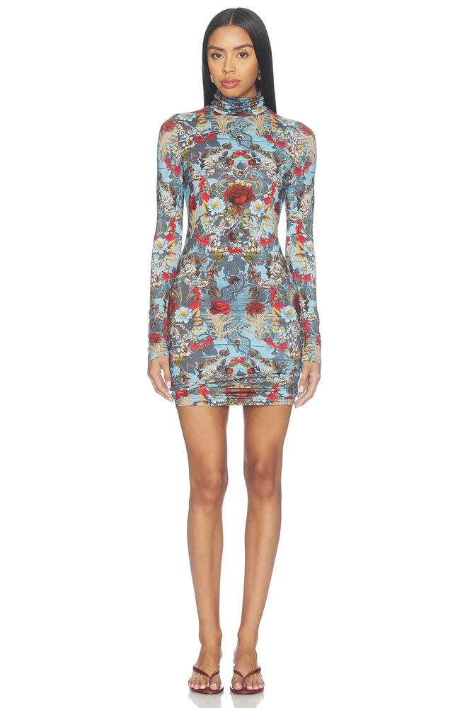 Delora Longsleeve Fitted Folded Turtleneck Mini Dress