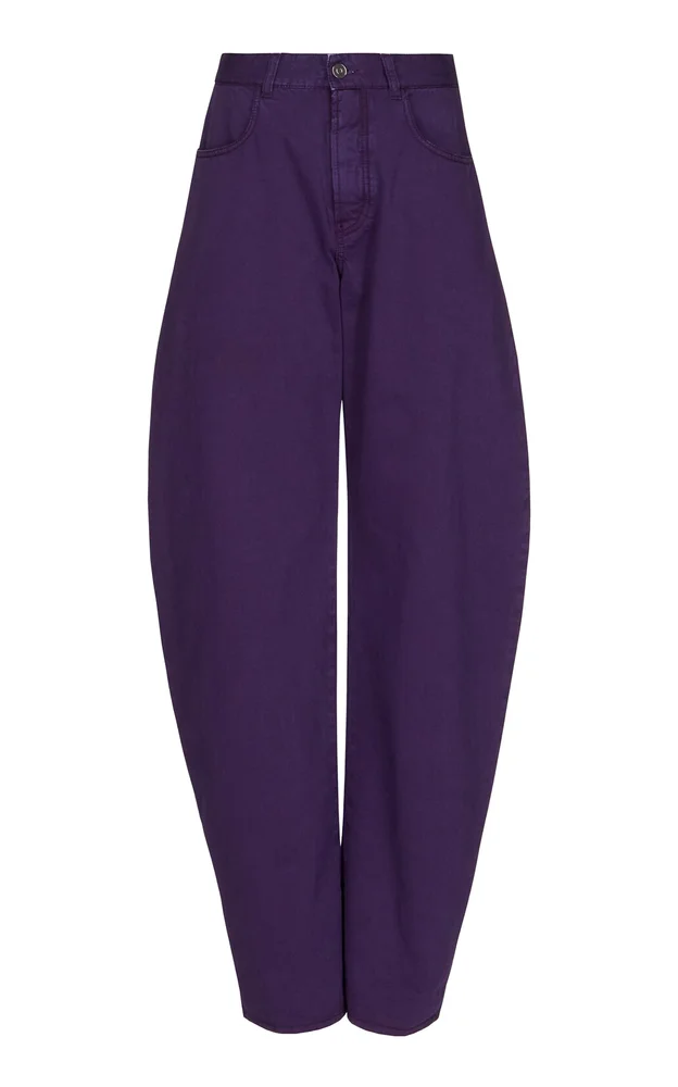 Round Mid-Rise Barrel-Leg Jeans