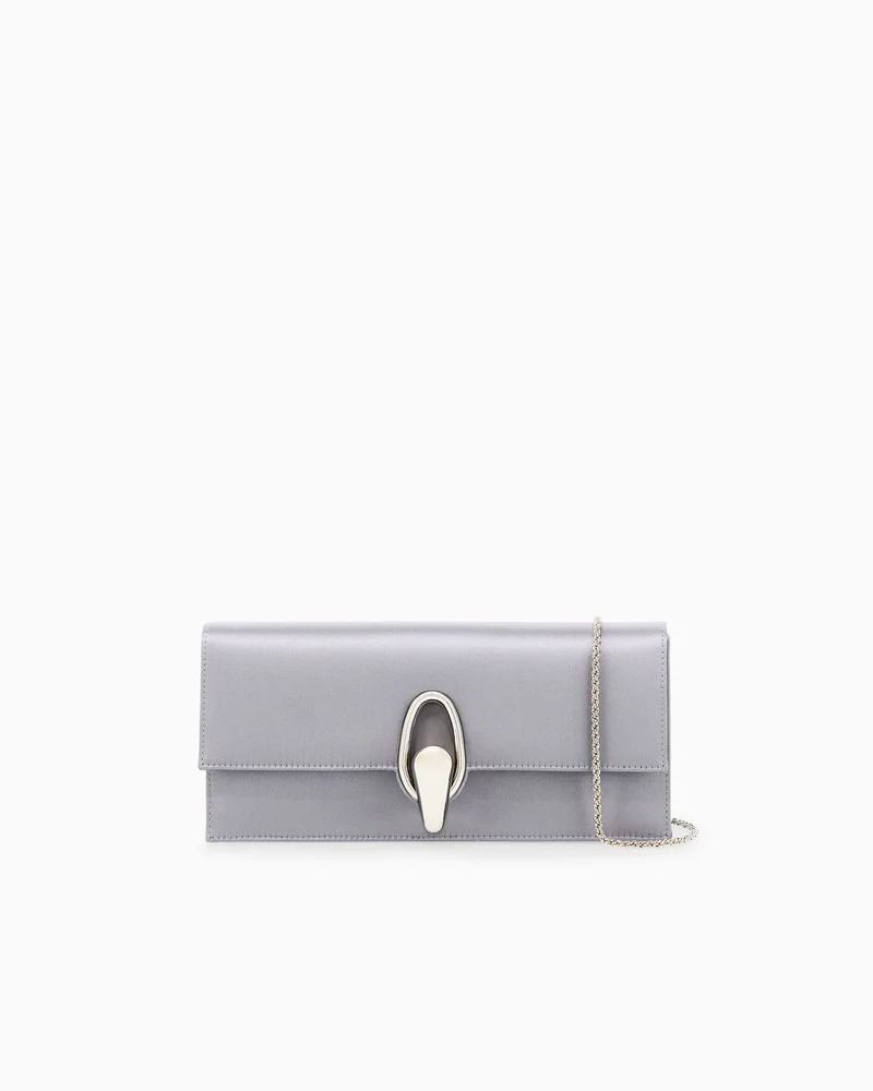 Clutch handbag in viscose and silk satin