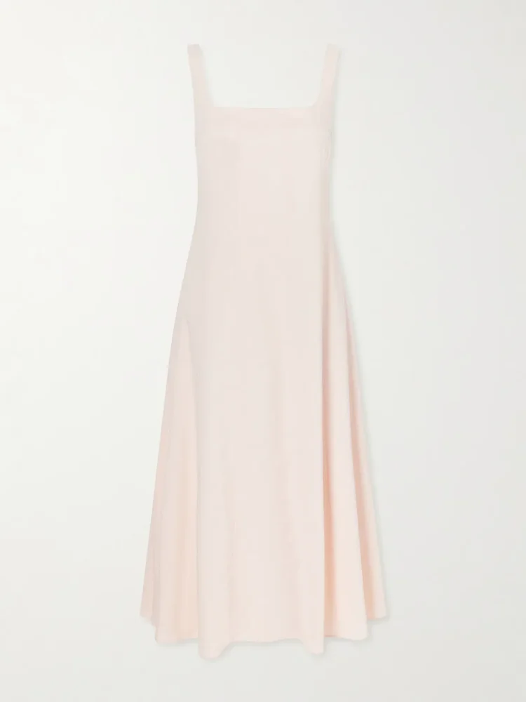 Linen-blend midi dress