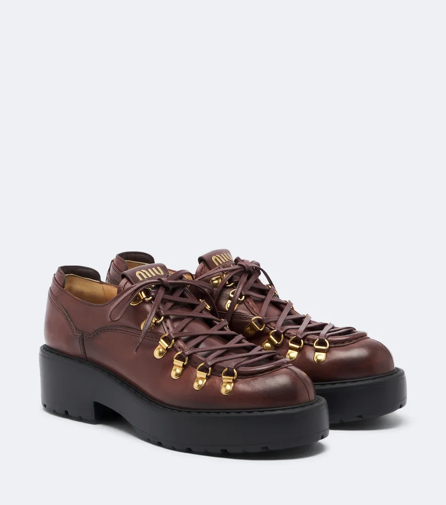 Leather lace-up loafers