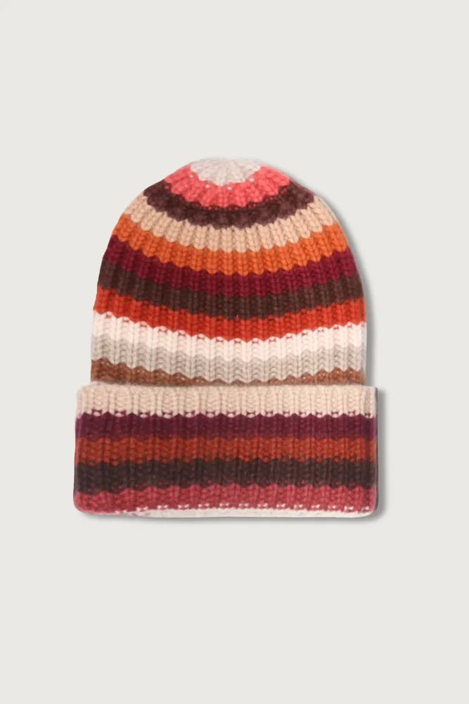 Cashmere Beanie Striped Multi Pumpkin 1