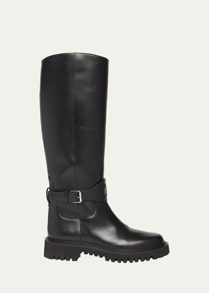40mm VLogo Signature Leather Riding Boots