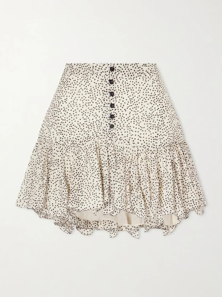 Marant Étoile Daneen Polka-Dot Ruffled Cotton Mini Skirt