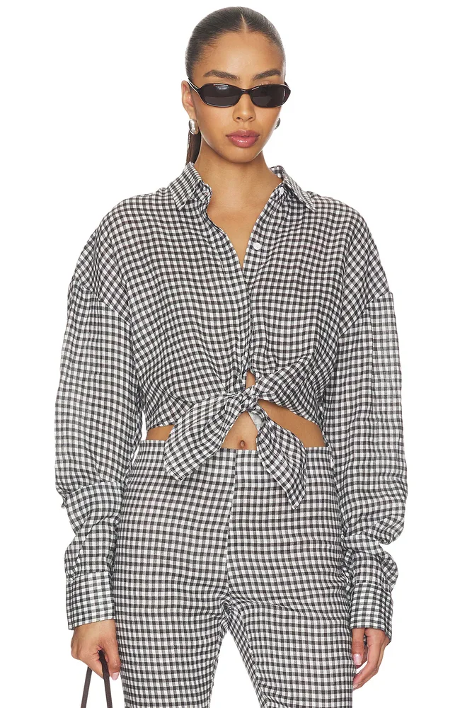 Linen Shirt Tie Top