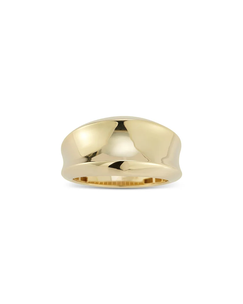 Polished Concave Statement Ring in 14K Yellow Gold