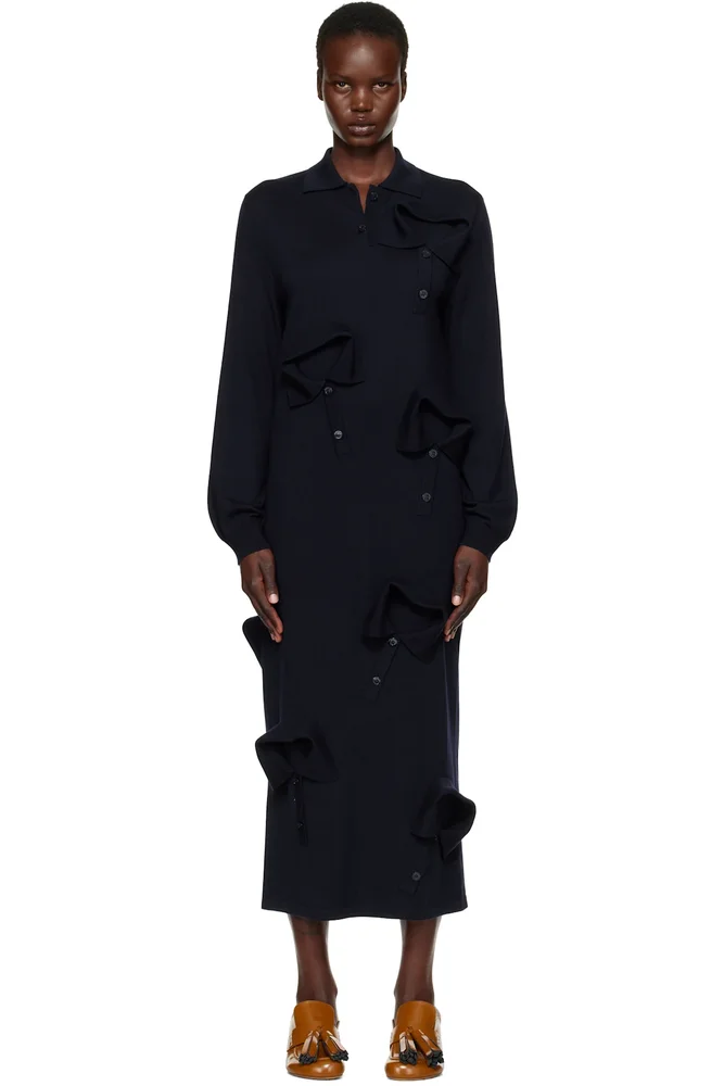 Navy Multi Collar Maxi Dress