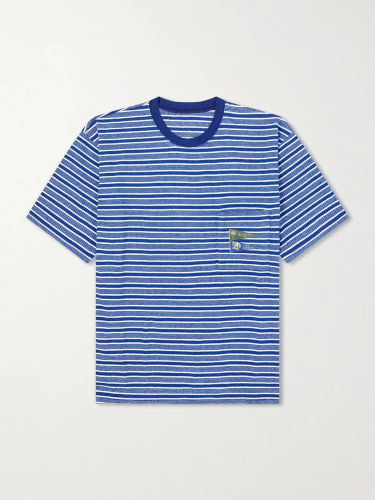 Logo-Appliquéd Striped Cotton-Jersey T-Shirt