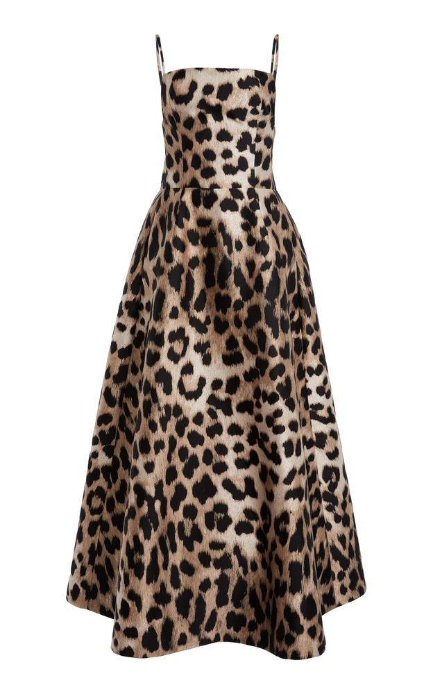 Sliced Leopard Midi Dress
