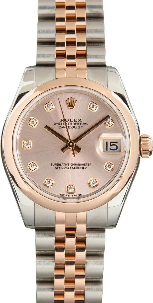 Pre-Owned Rolex Datejust 31 178241 Pink Diamond Dial Two-Tone Everose Rolesor