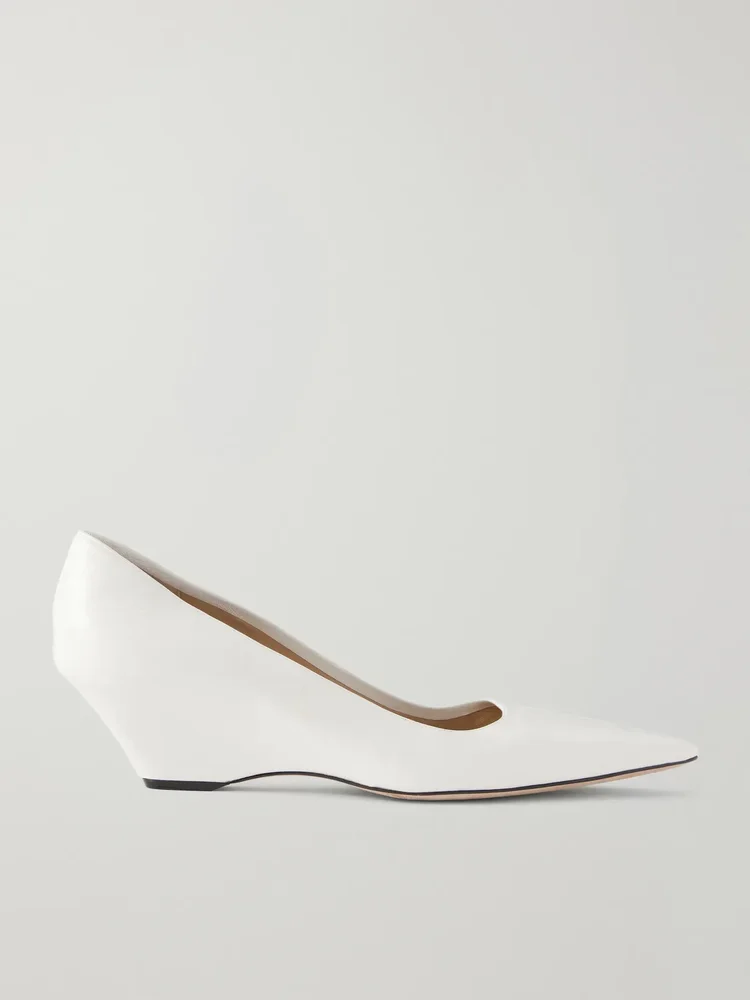 Liisa leather wedge pumps