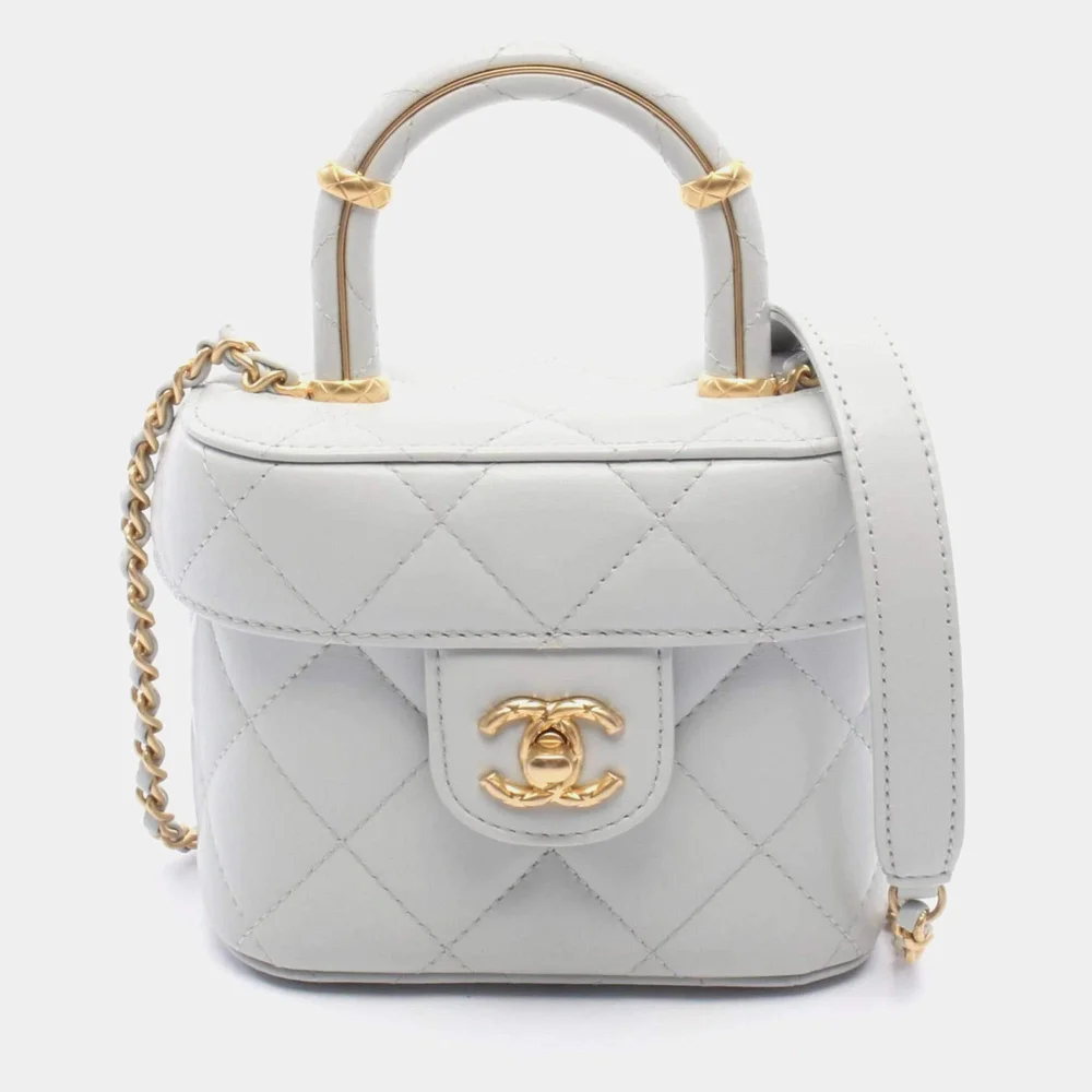 Matelasse Vanity Small Light Blue Lambskin Shoulder Bag