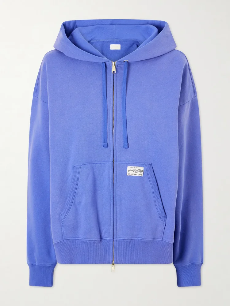 Appliquéd cotton-jersey hoodie