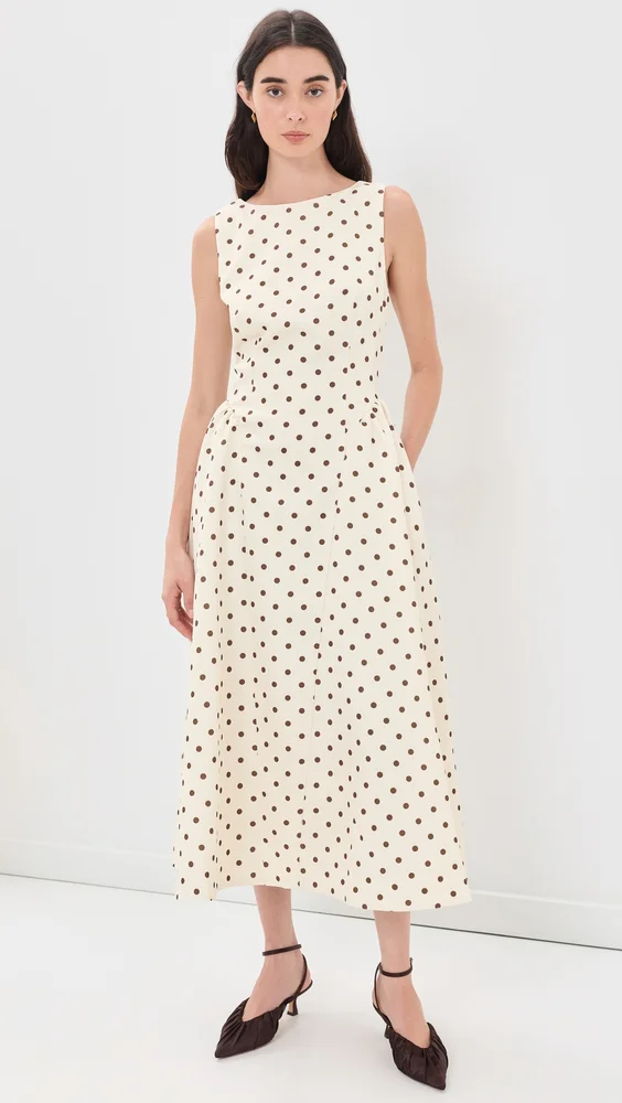 Polka Dot Sleeveless Midi Dress
