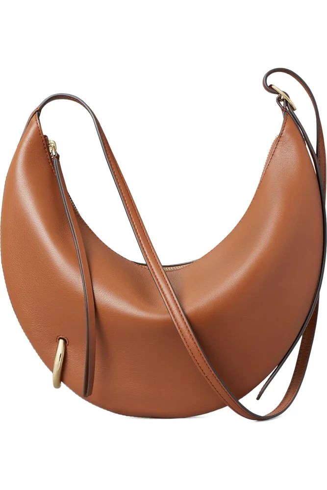 Pierced Leather Crossbody Bag