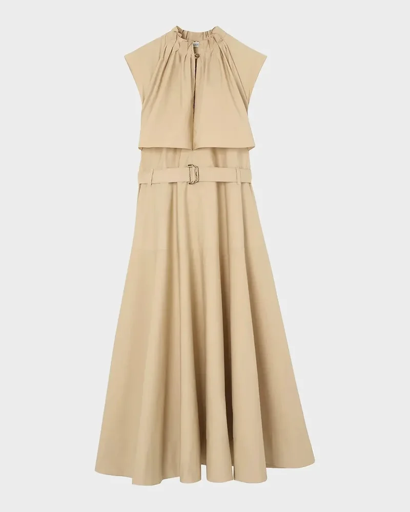 Jessica Sleeveless Belted Cotton Poplin Midi Dress