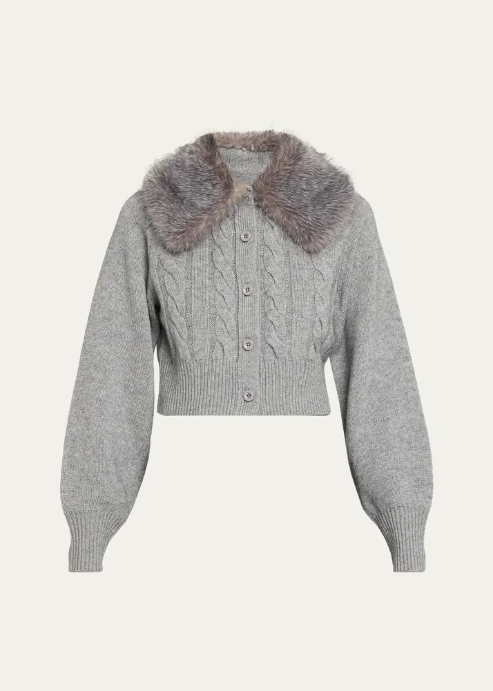 Rita Cable-Knit Cardigan with Removable Collar